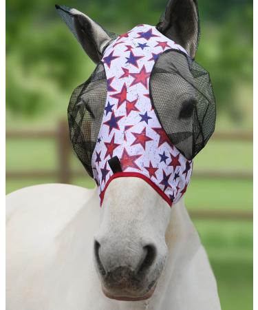 Harrison Howard Stretable breathable UV protection fly mask with a mesh eye opening for full visibility and ventilating ear protection dream star Extra-Full (extra large) Dream Star