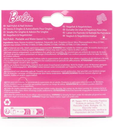 Barbie Children's Nail Varnish & Stickers Gift Set - Non-Toxic - Waterbase Polish - Peelable varnish - Gift - Buy Online on SooperMarket.com