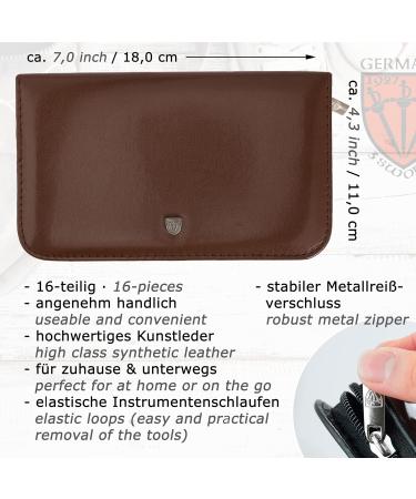 Buy Three Swords 16 pcs Manicure Pedicure Set 'Cinisello' | High-Quality Synthetic Leather Nail Case | Brown | Complete Hand & Foot Care Kit - Buy Online on SooperMarket.com