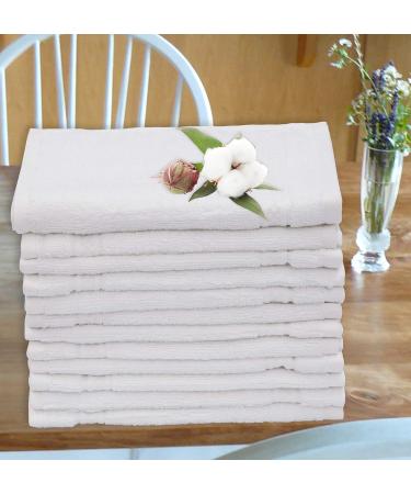 12 Pack White Cotton Wash Cloth Set - Absorbent & Soft Bathroom Washcloths - Machine Washable & Lint Free - 12x12 Face Towels - Buy Online on SooperMarket.com