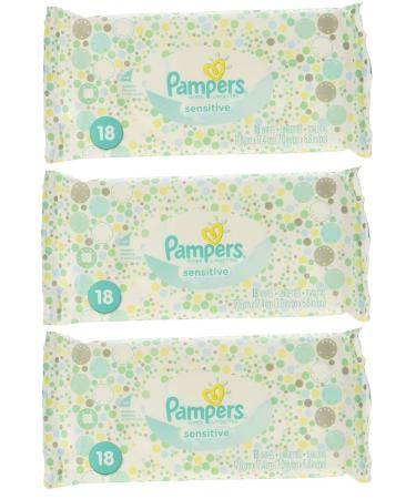 Pampers Sensitive Wipes 18 Count 3 Pack 18 Count (Pack of 3)