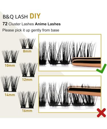 D Curl 12mm 72 Clusters B&Q Lash Clusters | Volume Eyelash Extensions - B12 D-12mm - Buy Online on SooperMarket.com