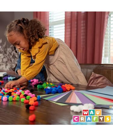 WAU Craft Pom Pom Balls - 100pcs 1.5 inch Multicolored Large Pompoms for DIY Crafts - Reusable Zipper Bag Included - Buy Online on SooperMarket.com
