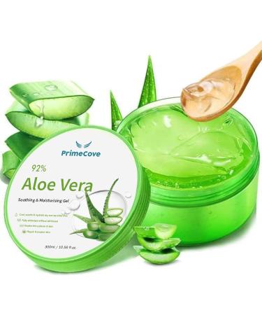 PrimeCove - 92% Aloe Vera Gel (300ml) | Soothing & Cooling | For Hair Face & Body | Fast-Absorbing Moisturiser | Skin-Firming & Protective | All Skin Types - Buy Online on SooperMarket.com