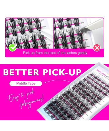 Caelymine D Curl Lash Extension Clusters - 72pcs Natural Look 10-16mm MIX (HD17) - Buy Online on SooperMarket.com