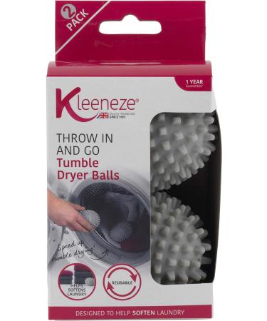 Kleeneze KL066077EU Tumble Dryer Balls - Set of 2 | Reduce Wrinkles & Save Time on Ironing | Reusable Washing Balls for Faster Drying & Softening Clothes | Non-Melting | 6.2 x 8.2cm - Buy Online on SooperMarket.com