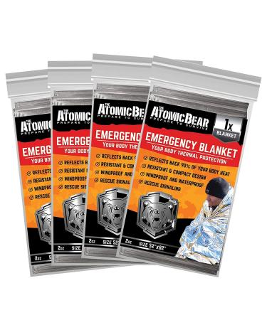 Emergency Blanket or Space Blanket - Ideal as Survival Thermal Protection - Very Light Double Sided Sheet of Mylar Foil - Best for Bug Out Bag, EDC, First Aid Kit, Hiking, Camping, Hunting