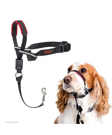 HALTI Optifit Headcollar Size Medium Dog Head Harness to Stop Pulling on the Lead Easy to Use Adjustable & Reflective Head Collar for Dogs Professional Anti-Pull Training Aid Black