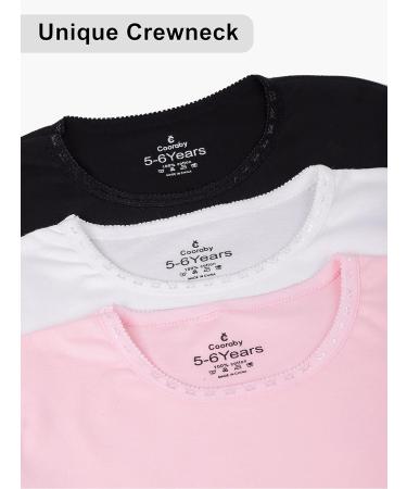 Cooraby 3 Pack Girls' Cotton Long Sleeve Thermal Tops with Lace - 4T Black White Light Pink - Buy Online on SooperMarket.com