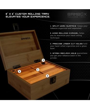 BAMBOX Stash Box with Rolling Tray, Smell Proof Containers, Wooden Locking Storage for Grinders, Papers, and Accessories - Buy Online on SooperMarket.com