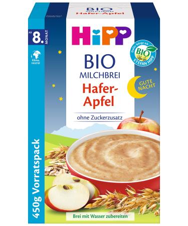HiPP organic milk porridge without added sugar good night porridge oat apple bulk pack (4x450g) Oat apple 450 g (pack of 4)