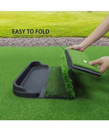 ENHUA Golf Hitting Mat - 24x17 inch Artificial Turf for Indoor/Outdoor Practice | Heavy Duty Training Mat with Ball Tray, 9 Tees - Buy Online on SooperMarket.com