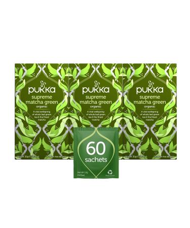 Pukka Supreme Matcha Green, Organic Herbal Green Tea with Oothu, Sencha & Suio Gang, 20 Count (Pack of 3)