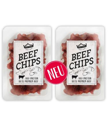 Craftsman Beef Chips |Wafer -thin smoked beef |Prote -rich dried meat |100% beef |Crispy Beef Jerky Chips for Party |Meat Snack to Go |Gluten -free (2 packs) 30 g (2 pack)