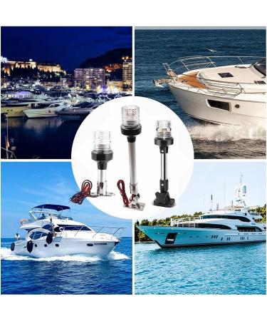 Geloo 12 Inch Boat Navigation Lights - White LED Fold Down Stern Light for Pontoon, Fishing Boat, Yacht - 360 Illumination - 3 NM Visibility - Buy Online on SooperMarket.com