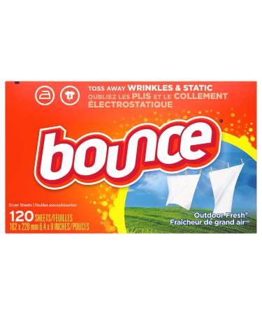 Bounce Dryer Sheets Laundry Fabric Softener, Outdoor Fresh Scent, 120 Count Original Version