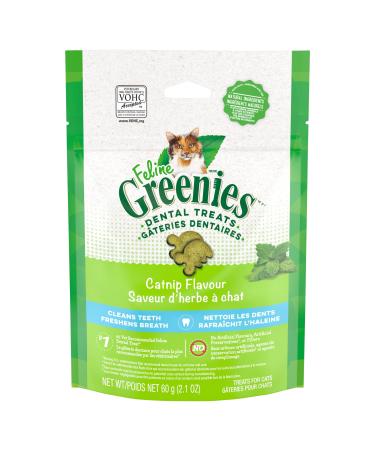 FELINE GREENIES Cat Treats Natural Dental Care Catnip Flavour 2.1oz. Pouch Catnip 60 g (Pack of 1)