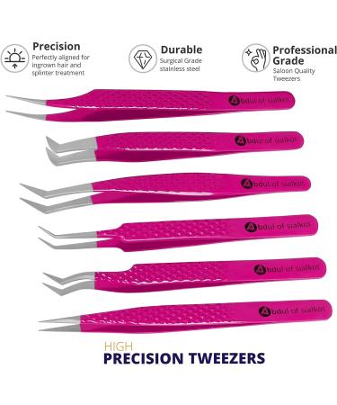 Silakor Eyelash Extension Tweezers Set - 6 Piece Stainless Steel Tweezers for Volume & Classic Lash Extensions - Pink - Buy Online on SooperMarket.com