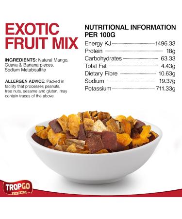 Tropgo Dried Fruit Selection 120g - Exotic Fruit Mix - Mixed Dried Fruit in Pouch - Healthy Snacks for Adults and Kids - Mango Guava Banana - Buy Online on SooperMarket.com