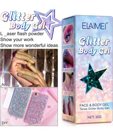 Silver Holographic Mermaid Sequins Body Glitter Gel - Waterproof for Face, Hair, and Nails | Perfect for Concerts, Parties, and Festivals - Buy Online on SooperMarket.com