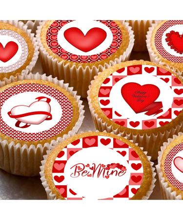 24 Valentine Hearts PRE CUT edible birthday party Cupcake Cake Toppers Wafer Rice Paper precut decoration