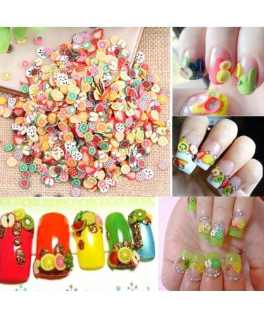 Basage 1000pcs/Bag Assorted Clay 3D Fruit Pattern Slices Nail Art Decoration by Cool Shiny Slicing Nail Decorations - Buy Online on SooperMarket.com
