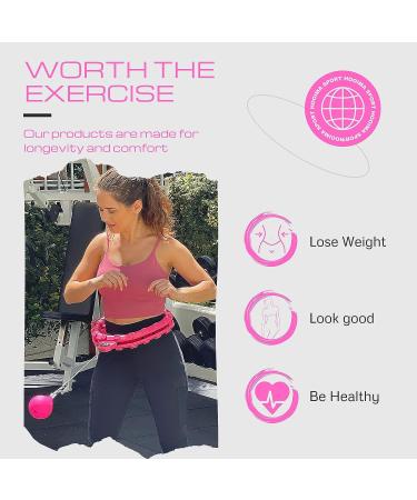 Weighted Smart Hula Hoop for Adults - 24 Detachable Knots, Adjustable Weight, Auto-Spinning Ball - Pink - Buy Online on SooperMarket.com