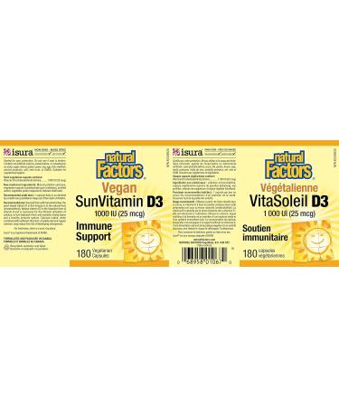 Natural Factors Vegan Vitamin D3 1000 IU - 180 Veg Caps - Buy Online on SooperMarket.com
