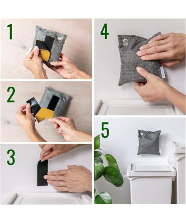 Majime Life Bamboo Charcoal Air Purifying Bag Set - 4x7.1oz with S Hooks - Odor Absorber & Deodorizer for Home - Natural Activated Charcoal Bags - Odor Eliminator - Buy Online on SooperMarket.com