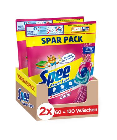 Spee Power Caps Color 3+1 color detergent 120 wash loads purity radiance and hygienic freshness for your colored wash 20-95 60 pieces (2 pack)