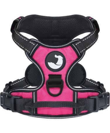 Joytale dog harness Large dogs reflective soft padded dogs scrapes anti -train adjustable breathable breast dishes with safe simple control handle bright pink l l (1 Pack) bright pink