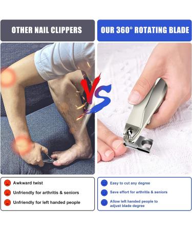 Dr. MODE Easy Grip 360 Rotary Toenail Clippers for Men Seniors - Ultra Sharp Stainless Steel Nail Cutters with Long Handle and Nail File - Buy Online on SooperMarket.com