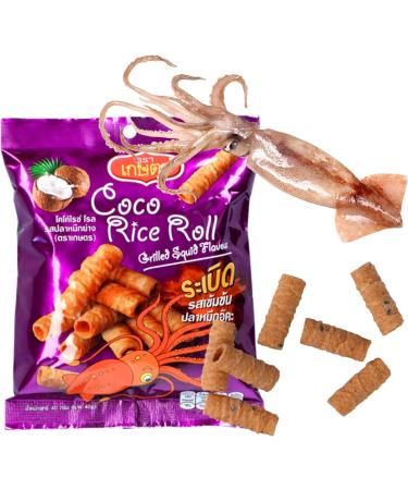 Kaset Coco Rice Roll Grilled Squid Flavour 40g - Authentic Thai Snack - Buy Online on SooperMarket.com