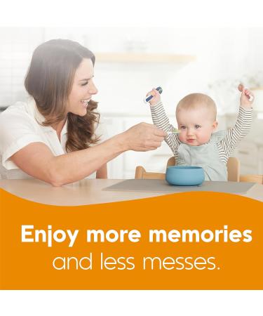NumNum Baby Spoons Set - Pre-Spoon GOOtensils for Kids Aged 6+ Months - BLW Teething Spoon - Silicone Toddler Food Utensils - 2 Blue/Orange Spoons - Buy Online on SooperMarket.com