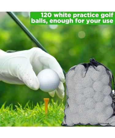 120 Pcs Plastic Golf Balls for Indoor Outdoor Training with Mesh Bags - White - Buy Online on SooperMarket.com
