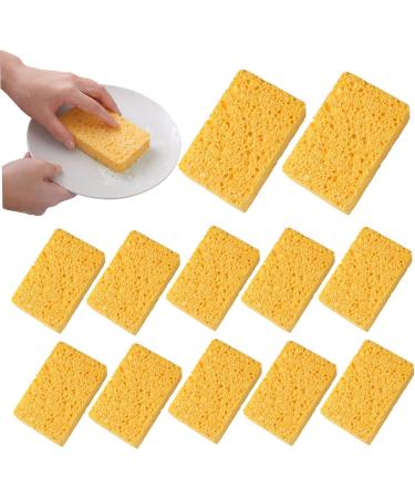 12Pcs Dish Sponge Non-Scratch Scrub Sponge Absorbent Kitchen Sponges Quick Foaming Dish Scrubber Pads for Effortless Cleaning Dishes Pots Pans Yellow - Buy Online on SooperMarket.com