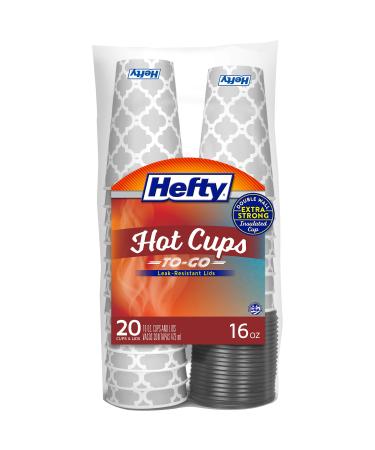 Hefty Disposable Hot Cups with Lids, 16 Ounce, 20 Count 16oz - 20 Count