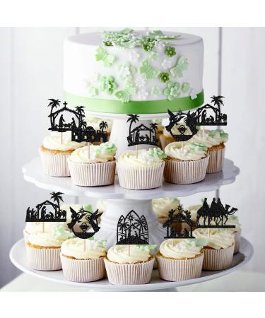 24 Pack Christmas Jesus Cupcake Toppers Jesus's Nativity Cupcake Picks Glitter Cross Cupcake Decorations for Merry Christmas Jesus's Birthday Holy Religious Party Cake Decorations Supplies Black 1-black - Buy Online on SooperMarket.com