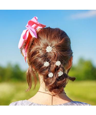 24 Pcs Mini Pearl Flower Hair Clips Set - Retro Style Decorative Hair Accessories for Women & Girls - White - Buy Online on SooperMarket.com