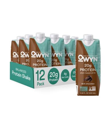 OWYN Plant Based Protein Shake, 20g Vegan Protein from Organic Pumpkin seed, Flax, Pea, Prebiotic supplement, Superfood Greens, all-in-one nutrition, Gluten & Soy-Free, Eco Pack (Chocolate, 11.15 Fl Oz (Pack of 12))