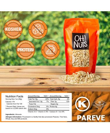 Oh! Nuts Blanched Slivered Almonds | 24oz Bulk Bag - Raw, Unsalted Almond Sticks for Snacking & Baking | High Protein, Heart Healthy, All Natural - 24oz - Buy Online on SooperMarket.com