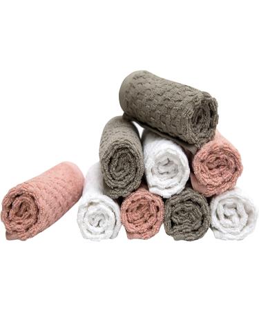 Pleasant Home Washcloths Set - 12x12 12 Pack, 550 GSM Ring Spun Cotton - Super Soft & Absorbent Face Towels (Blush Combo Check Design) - Buy Online on SooperMarket.com