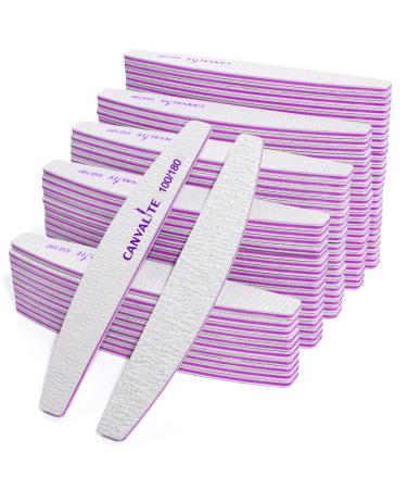 Canvalite 100 professional nail files double -sided grit 100/180 nail art made of acrylic gel for manicure care of pets house 100PCs Lune 100/180