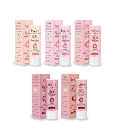 Babo Botanicals Organic Tinted Mineral Lip Conditioner SPF 15 - Wild Rose, 0.15 oz | Water-Resistant Lip Balm - Buy Online on SooperMarket.com