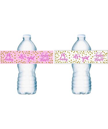 20 Pink It's a Girl Water Bottle Labels - Baby Shower Decorations - Buy Online on SooperMarket.com