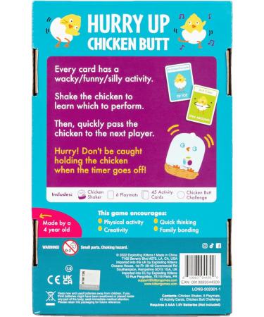 Exploding Kittens Hurry Up Chicken Butt A Hot-Potato game with jumping laughing and lots of animal noises! (And secretly...a little bit of exercise) - Buy Online on SooperMarket.com