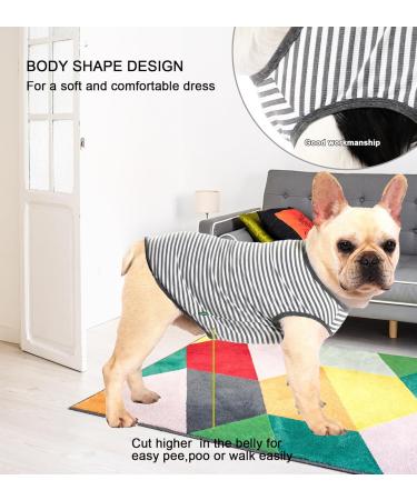 Sychien Dog T-Shirt 2-Pack - Soft Combed Cotton Breathable & Sun Protection - Large Gray-White Striped Shirt for Boys Girls & Dogs - Buy Online on SooperMarket.com