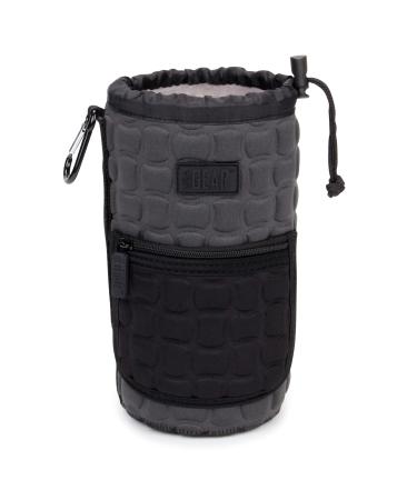 USA GEAR FlexARMOR-X Large Lens Case Pouch with Deluxe Padded Neoprene Protection - Holds Lens up to 70-300mm with Drawstring Opening, Built-in Carabiner Clip, Reinforced Belt Loop and Zippered Pocket Black and Gray