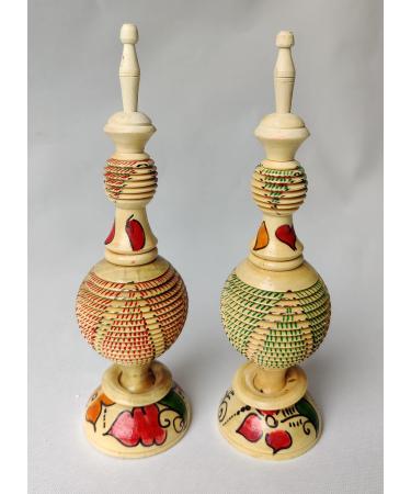 Handcrafted Decorated Moroccan Wooden Bottle For Kohl Mascara Surma (Natural)