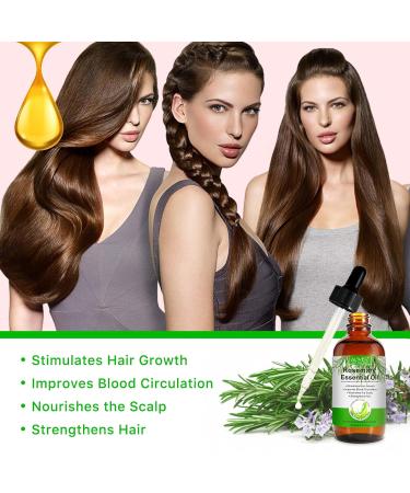 Organic Rosemary Oil for Hair Growth | 4.04 Fl Oz with Scalp Massager | Pure Essential Oil for Eyelashes Eyebrows & Skin Care - Buy Online on SooperMarket.com